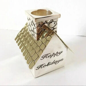 Godinger Silver Candle Holder Happy Holidays House